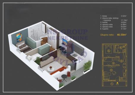 Dvoiposoban stan na Alibegovcu u izgradnji,47m2