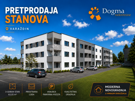 Pretprodaja stanova – moderan stan na 1. katu novogradnje, Varaždin | 58,75 m² + loggia