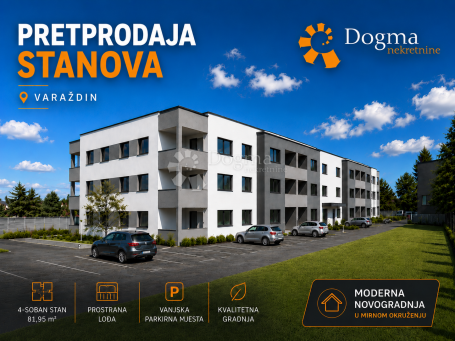 Pretprodaja stanova – moderan stan na 2. katu novogradnje, Varaždin | 71 m² + loggia