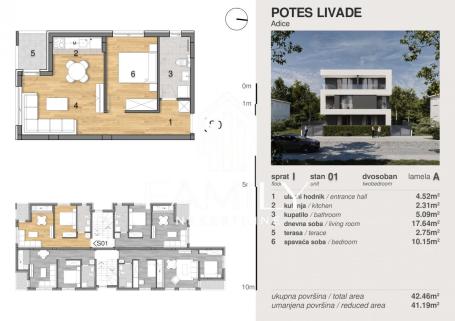 U IZGRADNJI - Dvosoban stan 41,18 m², Adice, Novi Sad, 1. sprat - POVRAT PDV-a