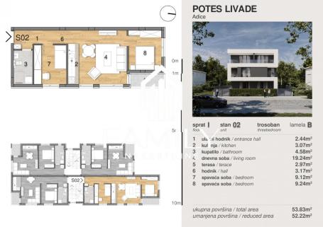 U IZGRADNJI - Trosoban stan 53,13 m², Adice, Novi Sad, 1. sprat - POVRAT PDV-a