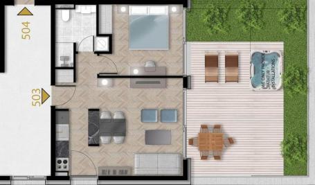 Authentic one-bedroom apartment; Completion: 2025. 