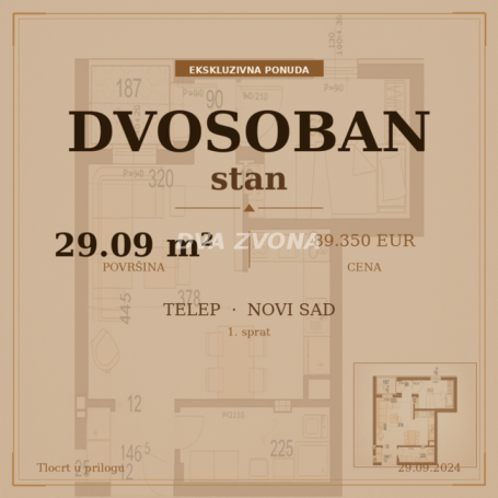 DVOSOBAN STAN – TELEP – 29.9 m²