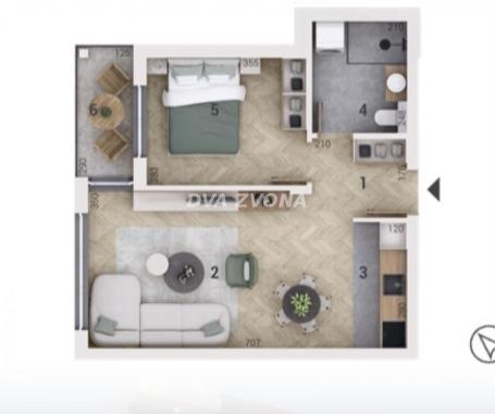 Na prodaju: dvosoban stan na Adicama — 47 m²