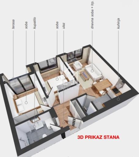 Trosoban stan, 52.61m2 centar grada