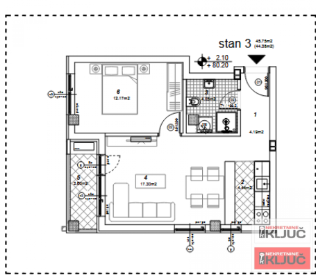 TELEP, 45 m2, Dvosoban sa pdv