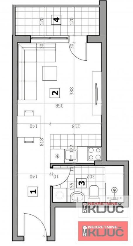 SREMSKA KAMENICA, 32m2, Garsonjera sa pdv, Kredit