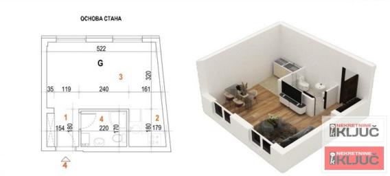 KOD SOMBORSKOG BULEVARA, 27m2, Garsonjera sa pdv, Izgradnja