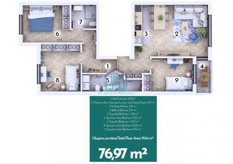 Troiposoban stan, 77 m², Veternička rampa, Novi Sad