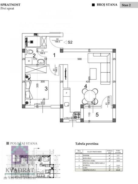 STANOVI U NOVOGRADNJI 40.68m², I sprat  – Novi Sad - 85.428€