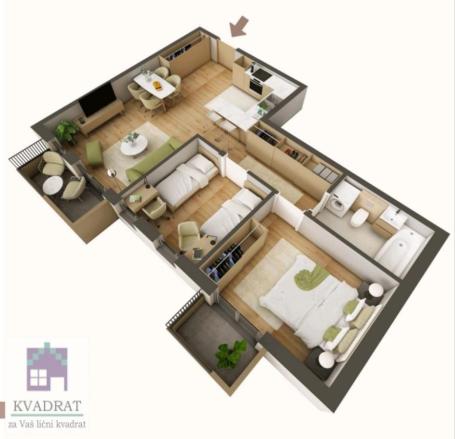 Trosoban stan u izgradnji 69.39m², II sprat, Rvati, Obrenovac - 122.127€