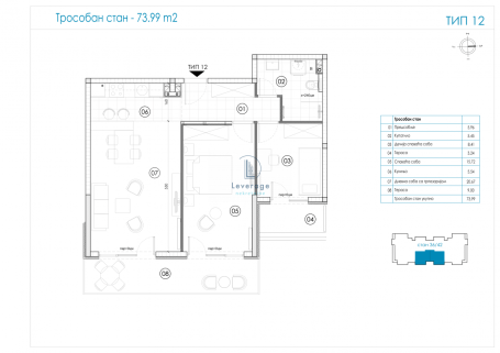 Novogradnja, Ledine, 74 m2