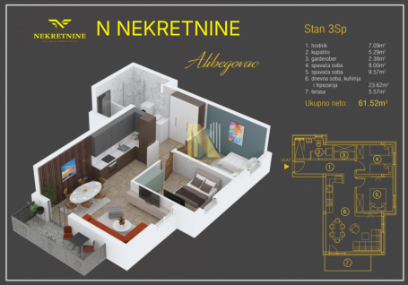 Trosoban stan u kompleksu - direktna prodaja (bez provizije)