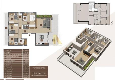 Urbana vila na Telepu, penthouse  148m2 +  krovna terasa od 121m2
