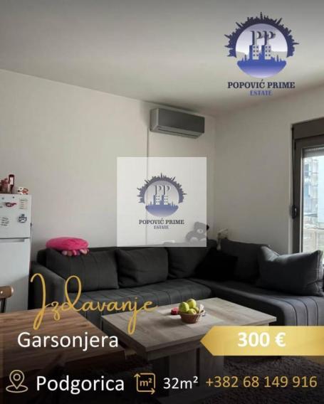 IZDAJE SE GARSONJERA | 32m² | 300€ – ZABJELO, PODGORICA