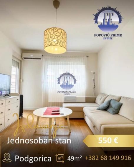 IZDAJE SE JEDNOSOBAN STAN | 49m² | 550€ – CENTRAL POINT, PODGORICA