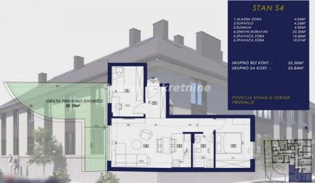 Centar-Trosoban stan 54 m2 u Izgradnji-povrat Pdv-065/385 8880