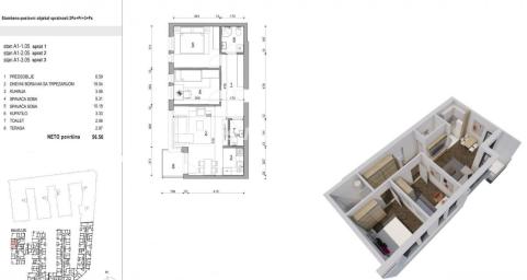 Mišeluk- Fantastičan Trosoban stan 57 m2 u Izgradnji na Top Lokaciji-povrat PDV-065/385 8880