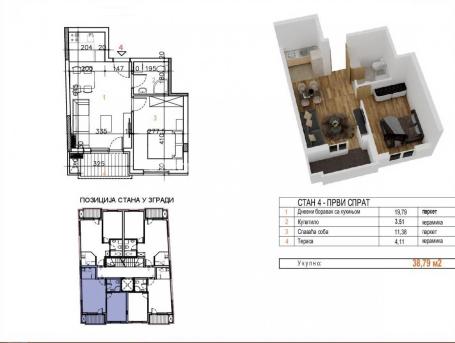 Salajka-Jednoiposoban stan 39 m2 na Top lokaciji-mogućnost povrata PDV-a-065/385 8880