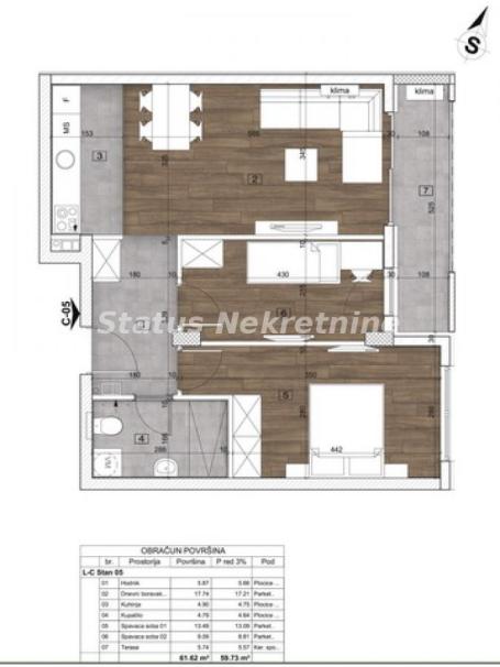 Severni Telep-Lep Trosoban stan 60 m2 u Pogodnom kraju-povrat PDV-065/385 8880