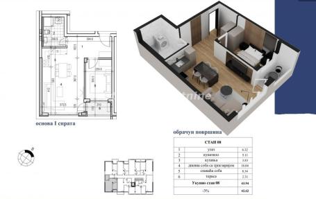 Adice-Jednoiposoban stan 45 m2 na Top lokaciji-mogućnost povrata PDV-a-065/385 8880