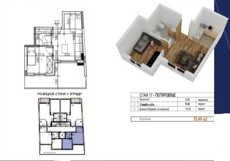 Salajka-Jednoiposoban stan 25 m2 na Top lokaciji-mogućnost povrata PDV-a-065/385 8880