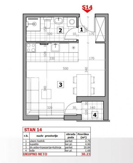 Jednosoban stan u Petrovaradinu, Novi Sad, 30 m²