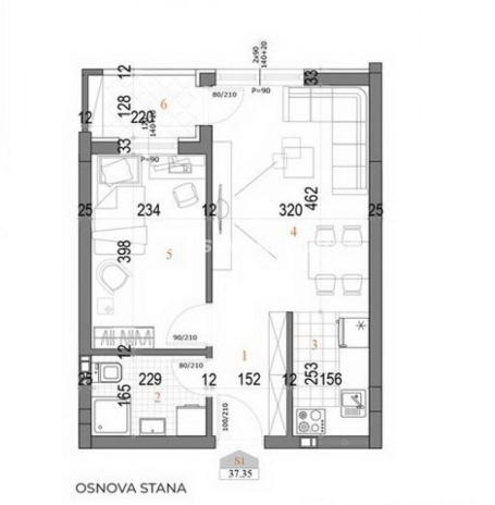 Telep-Lep Dvosoban stan 39 m2 sa Terasom u Izgradnji-povrat PDV-065/385 8880