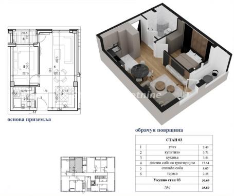 Adice-Jednoiposoban stan 37 m2 na Top lokaciji-mogućnost povrata PDV-a-065/385 8880