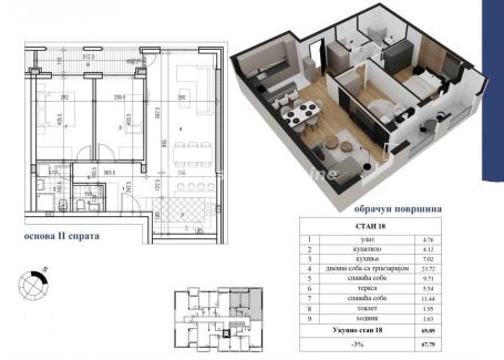 Adice-Trosoban stan 70 m2 na Top lokaciji-mogućnost povrata PDV-a-065/385 8880