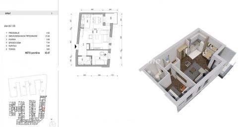 Mišeluk- Fantastičan Dvosoban stan 43 m2 u Izgradnji na Top Lokaciji-povrat PDV-065/385 8880