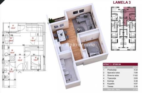 Petrovaradin-Lep Dvosoban stan 37 m2 u Izgradnji-povrat Pdv-065/385 8880