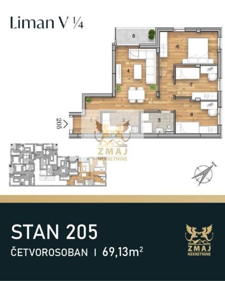 STAN 69 m2, DRUGI SPRAT, LIMAN IV- NOVO, MODERNO, LUKSUZNO - U IZGRADNJI