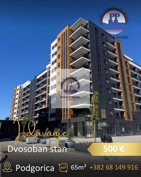 IZDAJE SE NENAMJEŠTEN DVOSOBAN STAN | 65m² | 500€ – DADI PLAZA, STARI AERODROM, PODGORICA