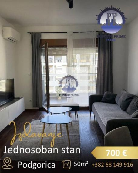 IZDAJE SE JEDNOSOBAN STAN | 50m² | 700€ – MASTER KVART, PODGORICA
