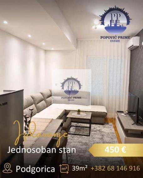 IZDAJE SE JEDNOSOBAN STAN | 39m² | 450€ – STARI AERODROM, PODGORICA