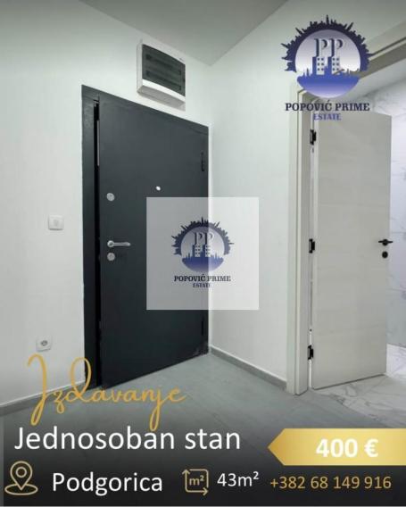 IZDAJE SE JEDNOSOBAN STAN | 43m² | 400€ – STARI AERODROM, PODGORICA
