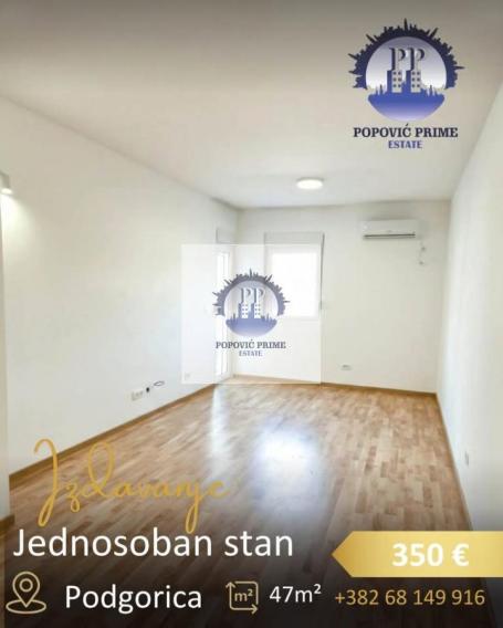 IZDAJE SE JEDNOSOBAN STAN | 47 m² | 350€ – ZAGORIČ, PODGORICA