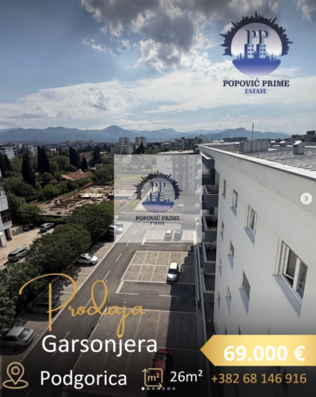 PRODAJE SE GARSONJERA | 26m² | 69.000€ – ZABJELO, PODGORICA