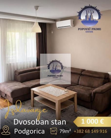 IZDAJE SE DVOSOBAN STAN | 79m² | 1.000€ – DRAČ, PODGORICA
