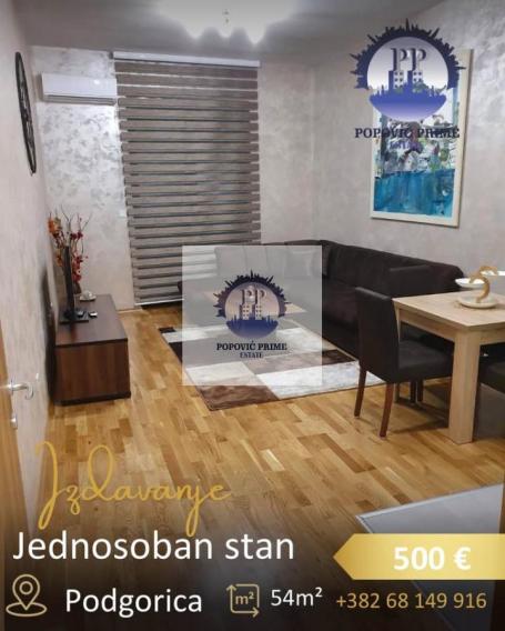 IZDAJE SE JEDNOSOBAN STAN | 54m² – ZABJELO, PODGORICA | 500 €