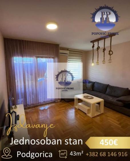 IZDAJE SE JEDNOSOBAN STAN | 43m² | ZABJELO| 450 €