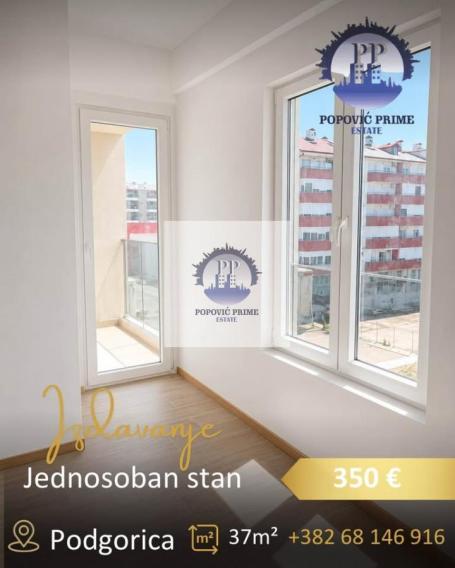 IZDAJE SE JEDNOSOBAN STAN | 37m² | 350€ – ZABJELO, PODGORICA