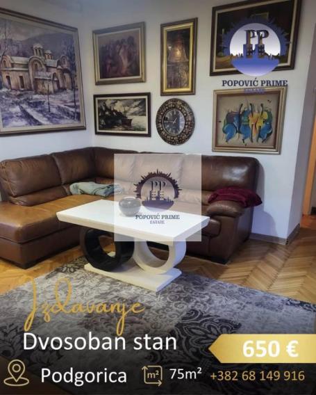 IZDAJE SE DVOSOBAN STAN | 75m² | 650€ – CENTAR, PODGORICA