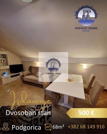 IZDAJE SE STAN | 68m² | 500€ – DONJA GORICA, PODGORICA