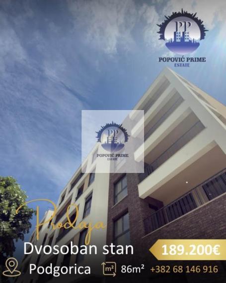 PRODAJE SE DVOSOBAN STAN | 86m² | 189.200€ (2.200€/m²) – ZAGORIČ, PODGORICA
