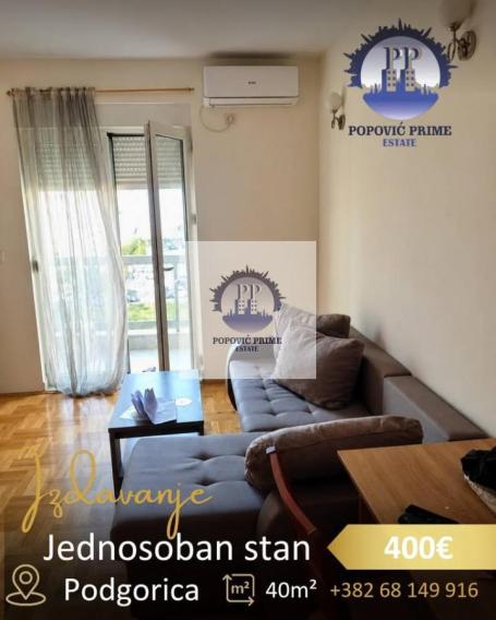 IZDAJE SE JEDNOSOBAN STAN | 40m² | 400€ – STARI AERODROM, PODGORICA