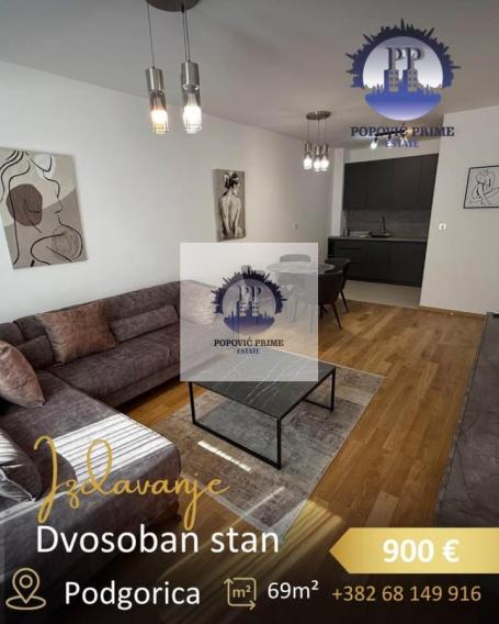 IZDAJE SE DVOSOBAN STAN | 69m² | 900€– CITY KVART, PODGORICA