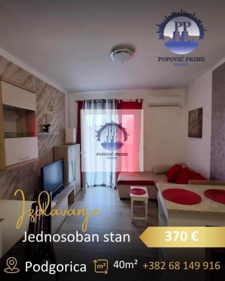 IZDAJE SE JEDNOSOBAN STAN | 40m² | 370€ – BLOK 5, PODGORICA