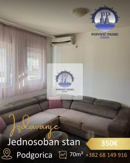 IZDAJE SE JEDNOSOBAN STAN | 29m2| POLUSUTEREN – ZABJELO, PODGORICA